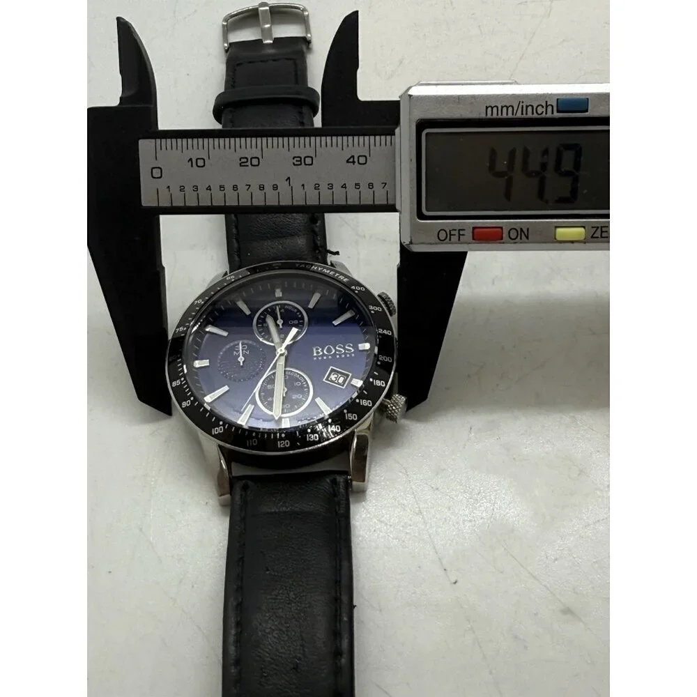 Hugo Boss Men's Watch Stainless Steel HB2841272912 Blue Multi Dial Face Leather